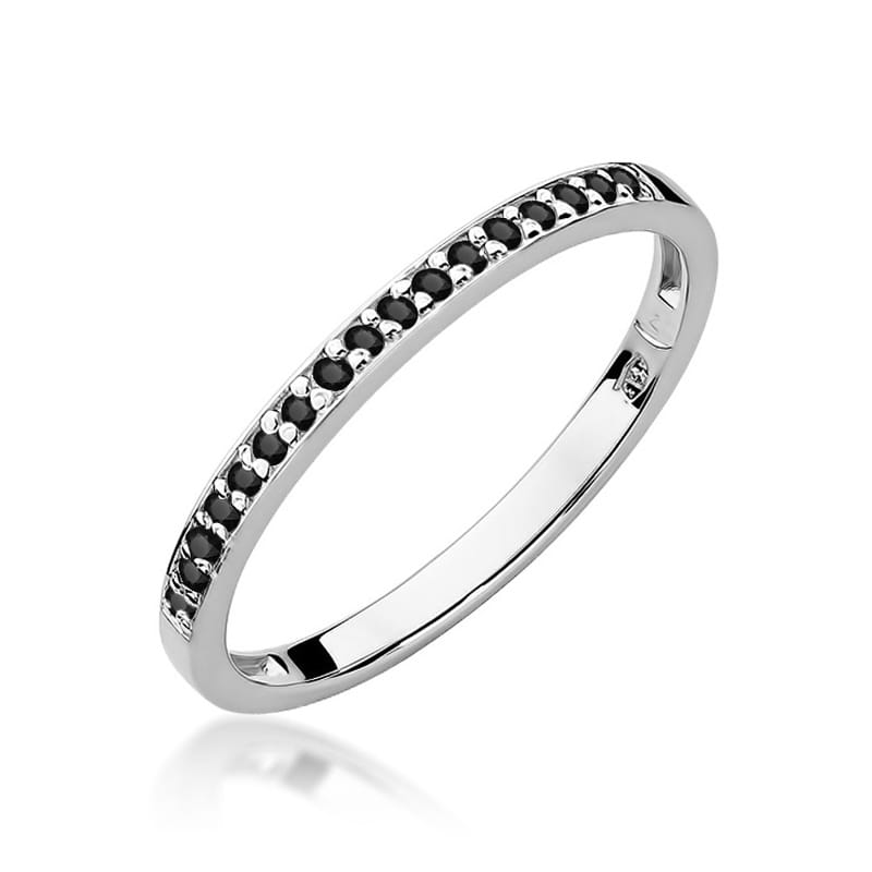 Prsteň W306 s čiernymi diamantmi, biele zlato Au 585/1000 2