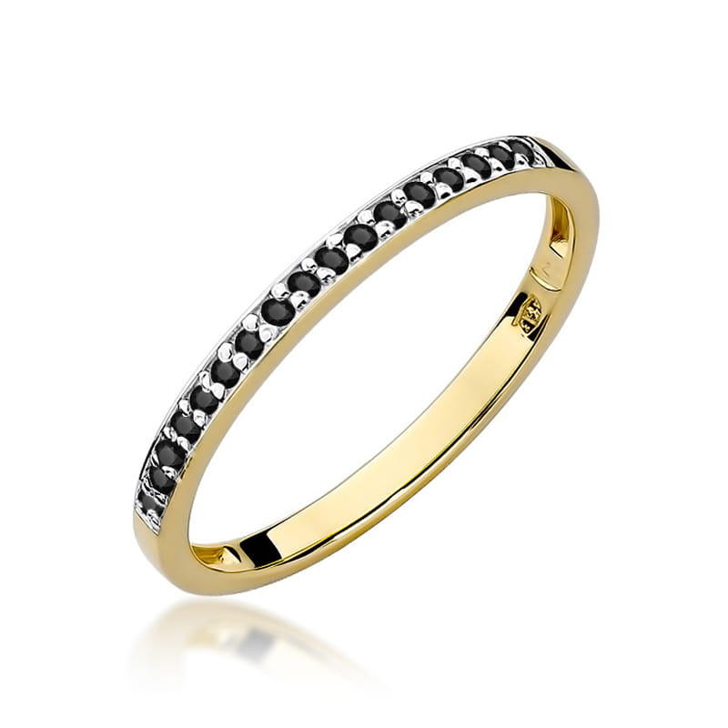 Prsteň W306 s čiernymi diamantmi, žlté zlato Au 585/1000 2