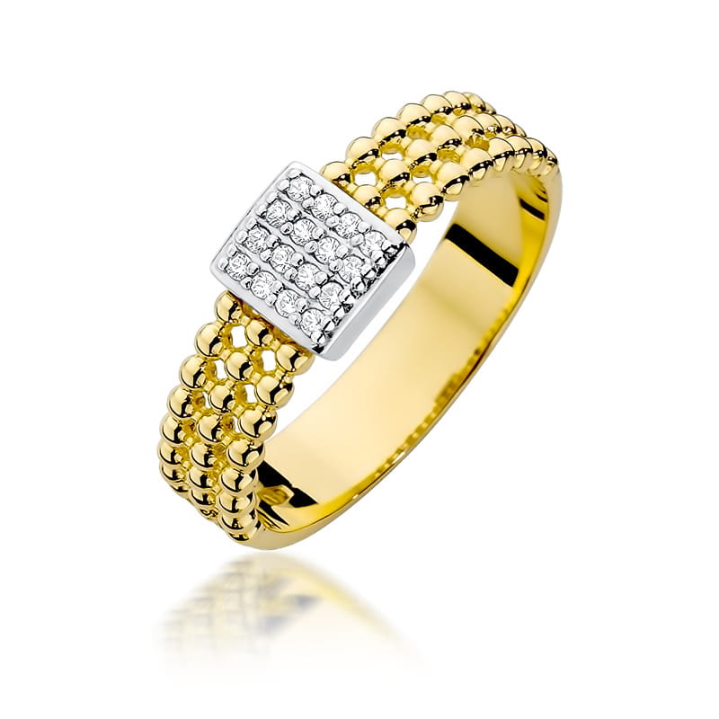Prsteň W353 s diamantmi, žlté zlato Au 585/1000 2