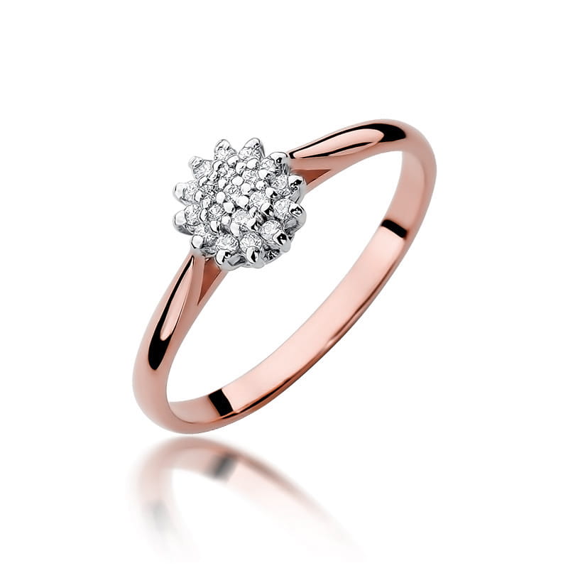 Prsteň W401 s diamantmi, ružové zlato Au 585/1000 2
