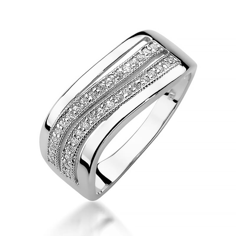 Prsteň W416 s diamantmi, biele zlato Au 585/1000 2