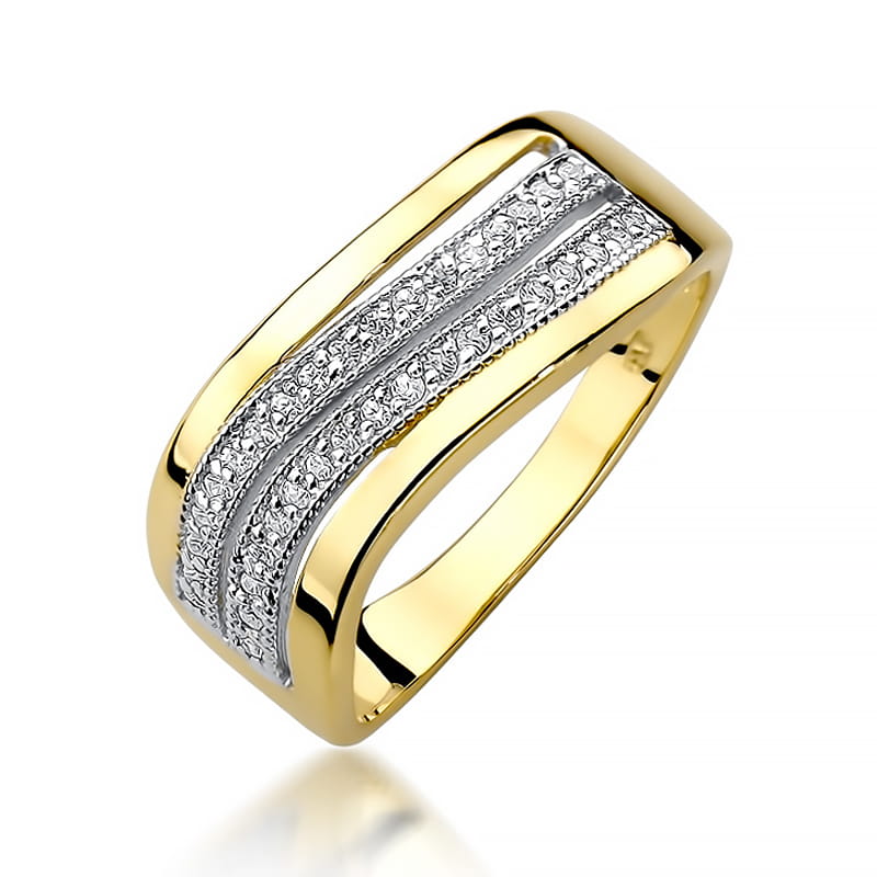 Prsteň W416 s diamantmi, žlté zlato Au 585/1000 2