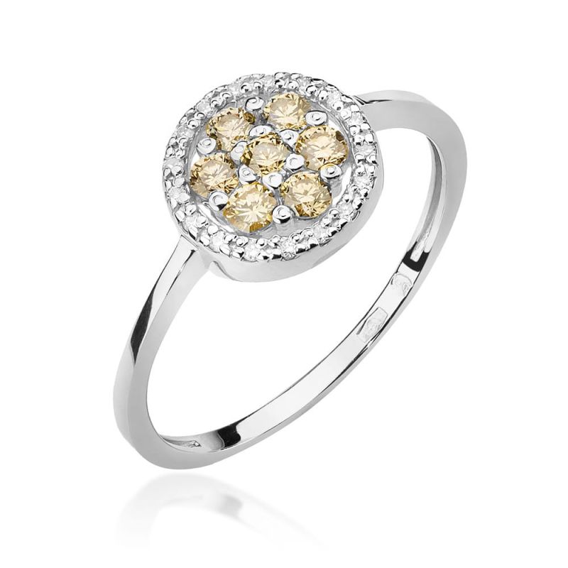 Prsteň W440 s hnedými diamantmi, biele zlato Au 585/1000 2