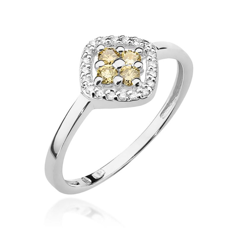 Prsteň W441 s hnedými diamantmi, biele zlato Au 585/1000 2