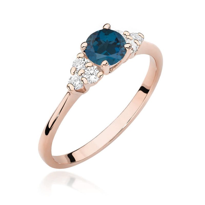 Prsteň W451 s Topaz London Blue 0,50ct ružové zlato Au 585/1000 2