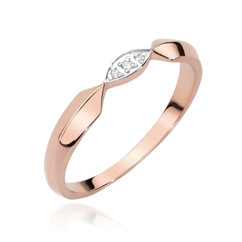 Prsteň W493 s diamantmi, ružové zlato Au 585/1000 2
