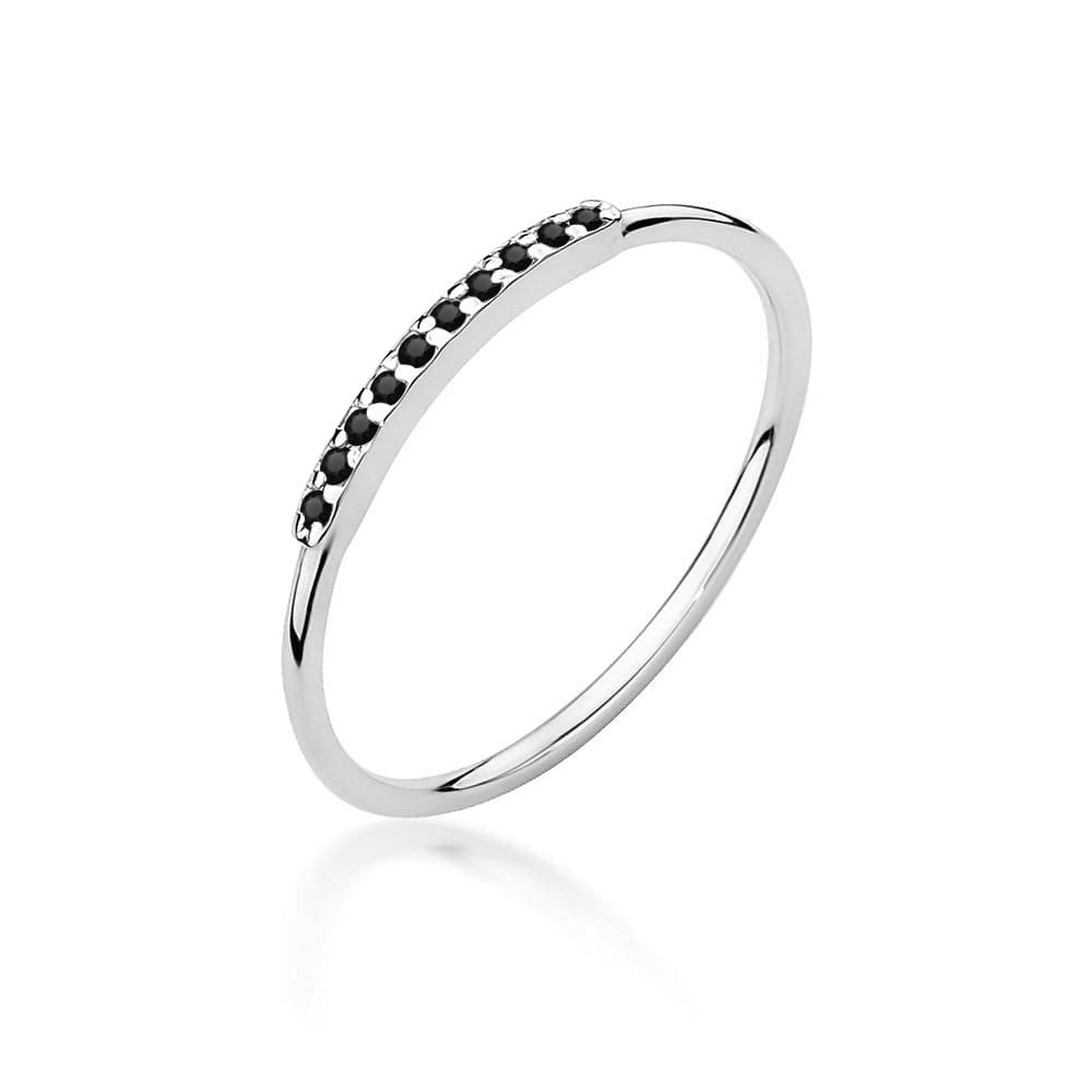 Prsteň W509 s čiernymi diamantmi, biele zlato Au 585/1000 2