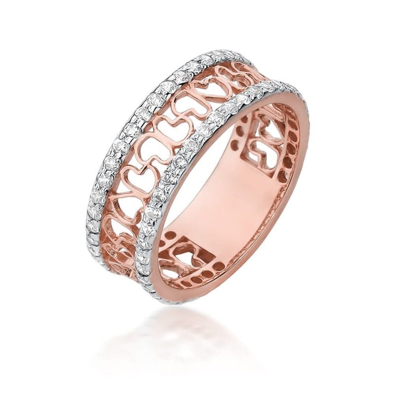 Prsteň W513 s diamantmi, ružové zlato Au 585/1000 2