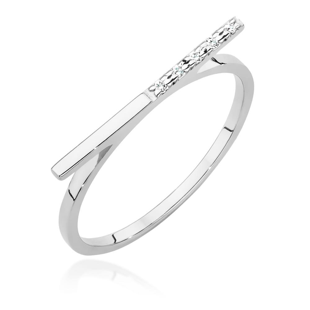 Prsteň W537 s diamantmi, biele zlato Au 585/1000 2
