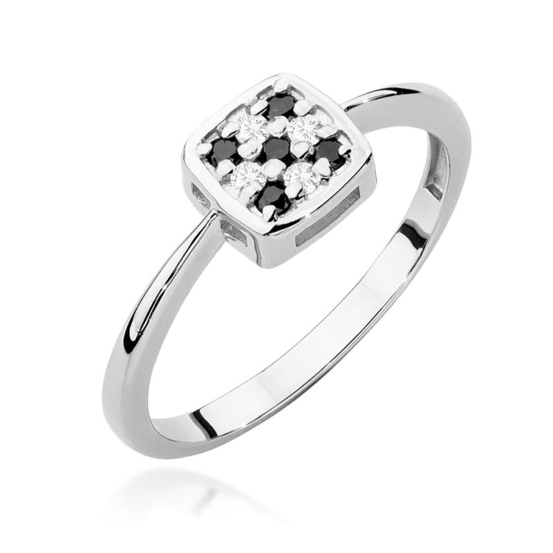 Prsteň W555 s čiernymi diamantmi, biele zlato Au 585/1000 2