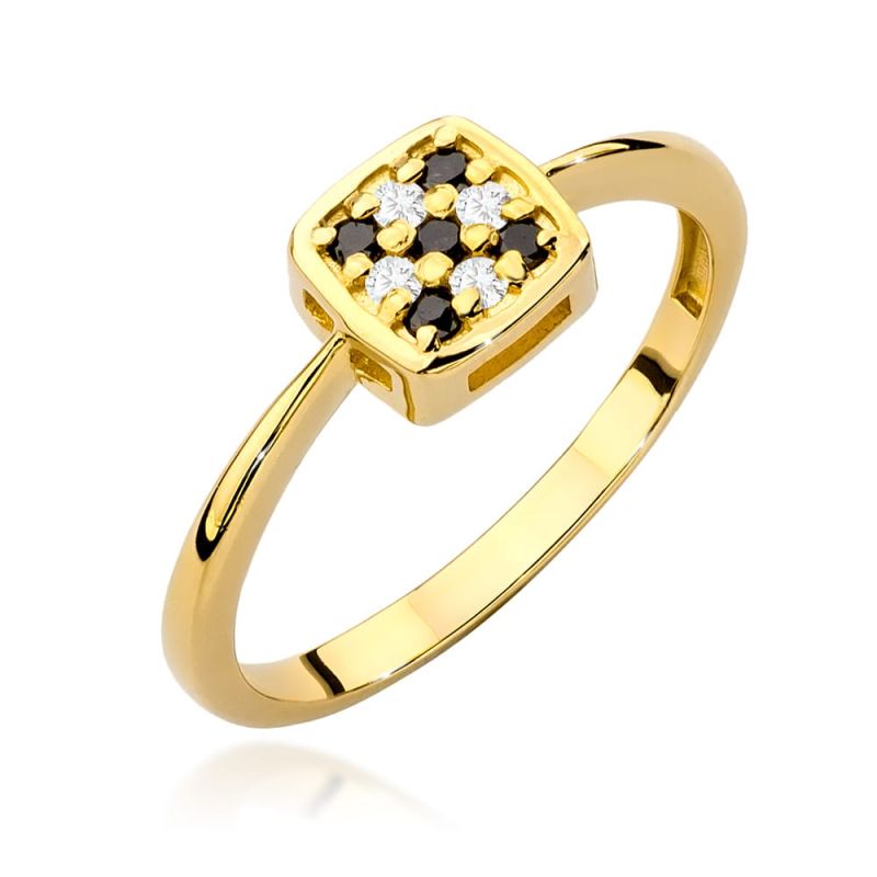 Prsteň W555 s čiernymi diamantmi, žlté zlato Au 585/1000 2