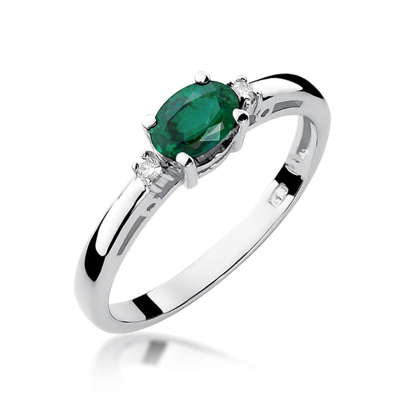 W006 Smaragdový prsteň 0,40ct biele zlato Au 585/1000 2