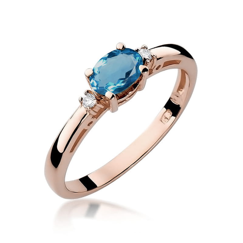 W006 Topaz London Modrý prsteň 0,50ct ružové zlato Au 585/1000 2