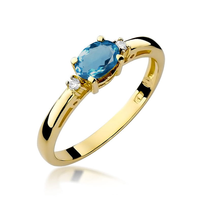 W006 Topaz London Modrý prsteň 0,50ct žlté zlato Au 585/1000 2