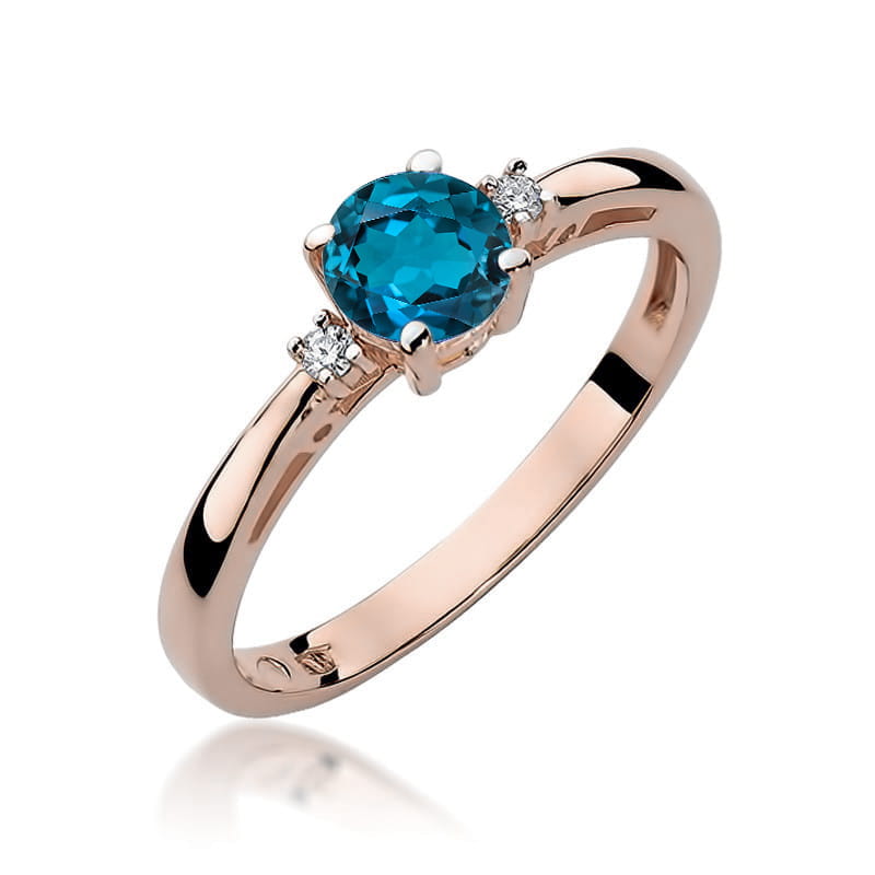 W010 Topaz London Modrý prsteň 0,50ct ružové zlato Au 585/1000 2