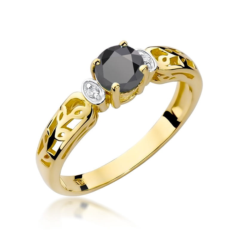 W014 Prsteň Black Diamond 0,50ct žlté zlato Au 585/1000 2