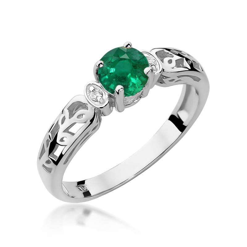 W014 Smaragdový prsteň 0,50ct biele zlato Au 585/1000 2