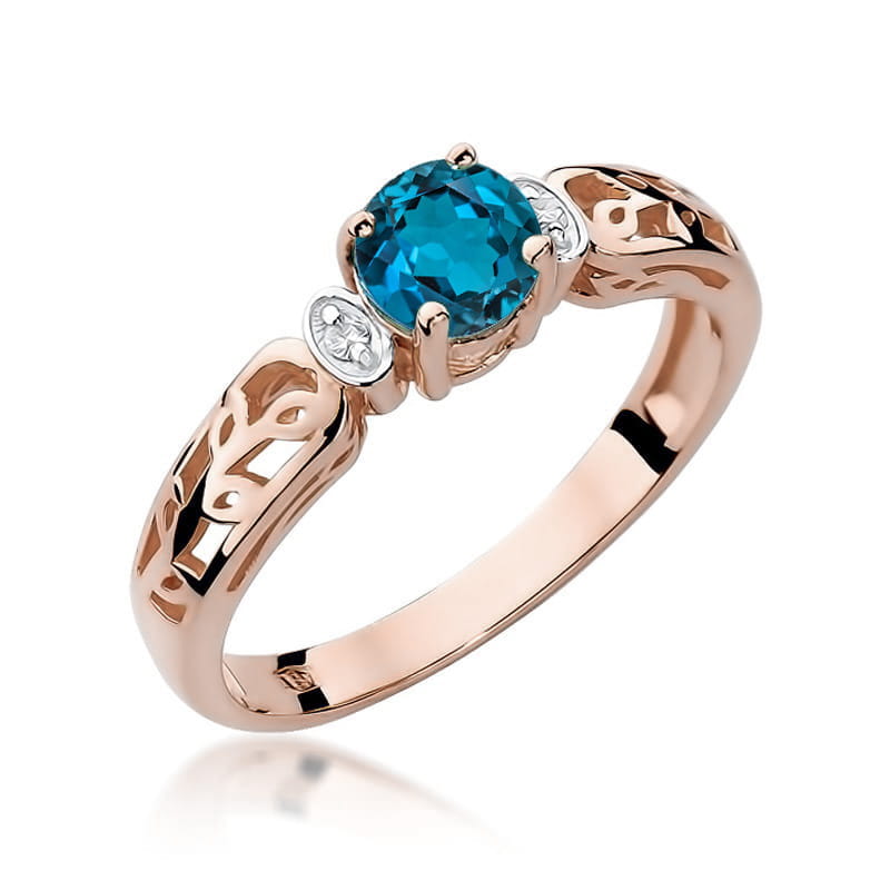 W014 Topaz London Modrý prsteň 0,50ct ružové zlato Au 585/1000 2