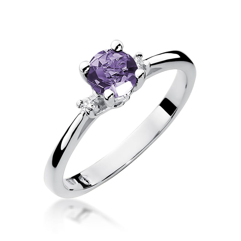 W017 Ametystový prsteň 0,50ct biele zlato Au 585/1000 2