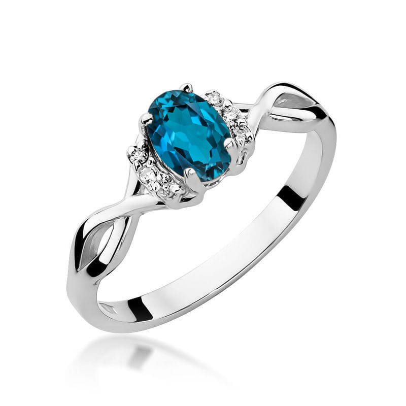W019 Topaz London Modrý prsteň 0,50ct biele zlato Au 585/1000 2