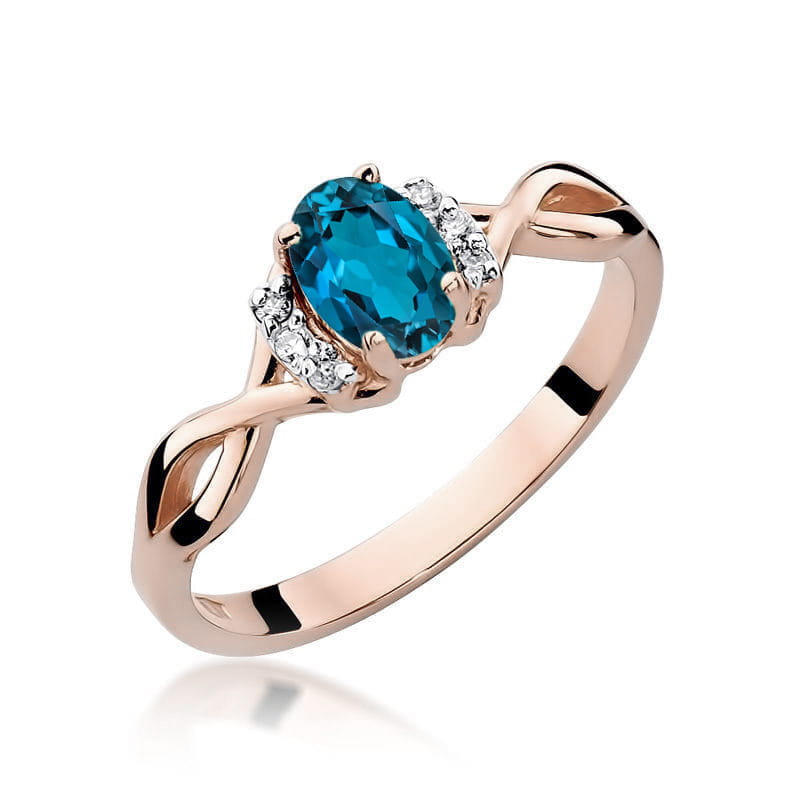 W019 Topaz London Modrý prsteň 0,50ct ružové zlato Au 585/1000 2