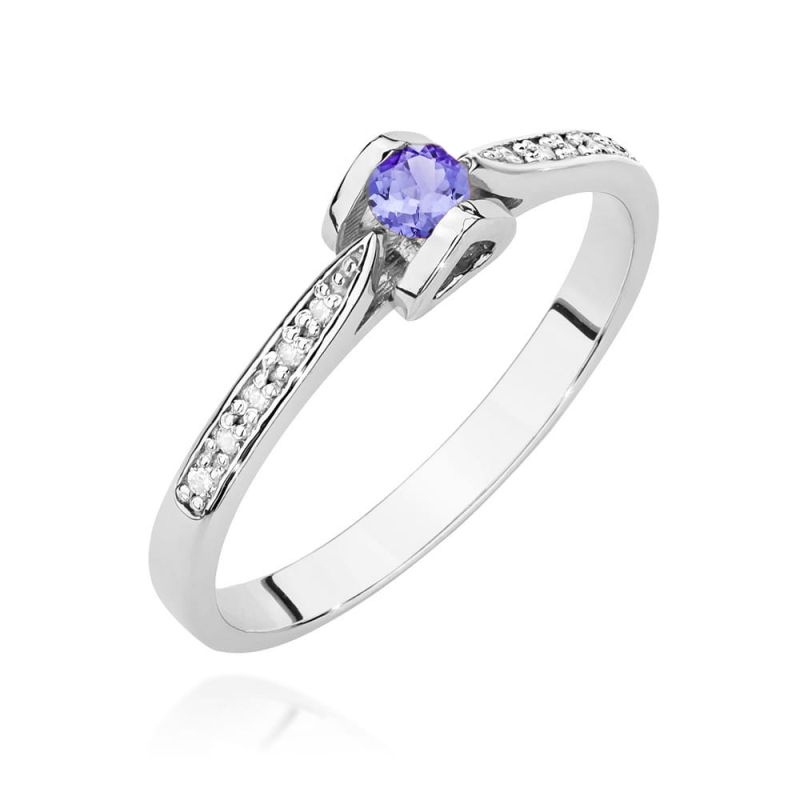 W0435 Tanzanitový prsteň 0,15ct biele zlato Au 585/1000 2