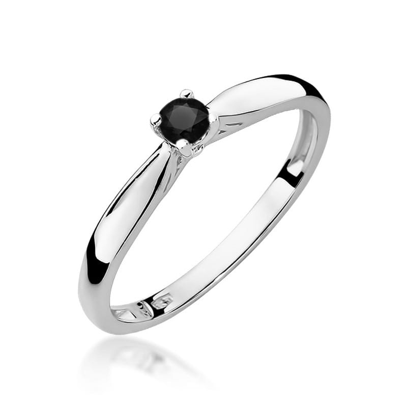 W045 Prsteň Black Diamond 0.12ct biele zlato Au 585/1000 2