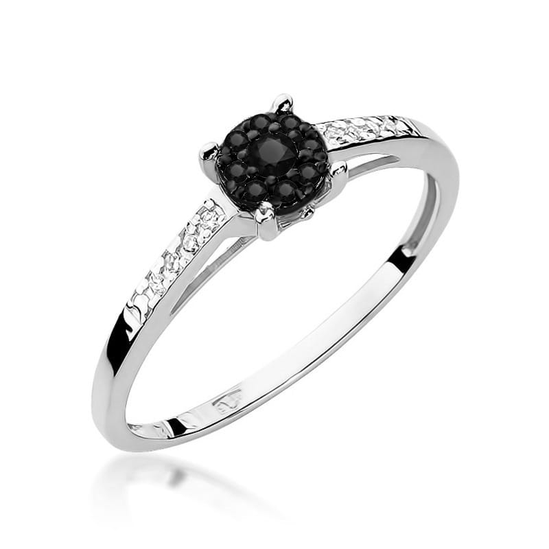 W055 Prsteň Black Diamond 0.08ct biele zlato Au 585/1000 2