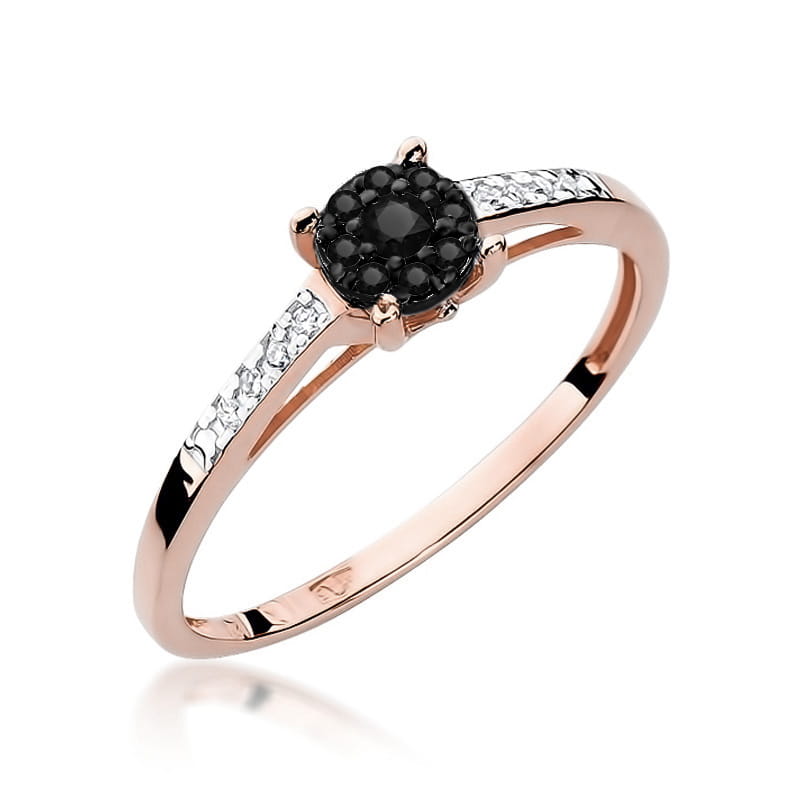 W055 Prsteň Black Diamond 0.08ct ružové zlato Au 585/1000 2