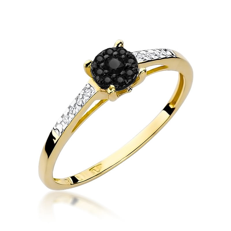 W055 Prsteň Black Diamond 0.08ct žlté zlato Au 585/1000 2