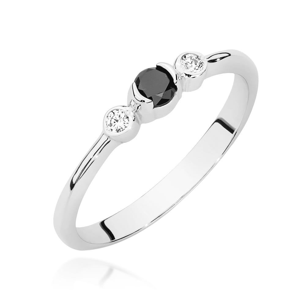W0620 Prsteň Black Diamond 0.12ct biele zlato Au 585/1000 2