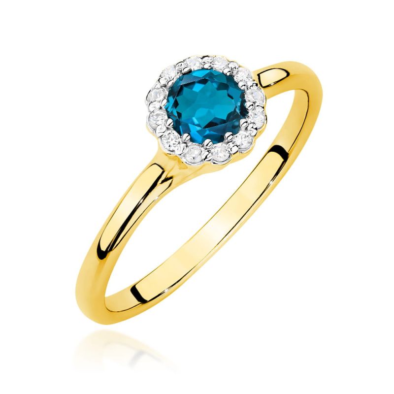 W0622 Topaz London Modrý prsteň 0,50ct žlté zlato Au 585/1000 2