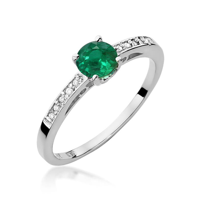 W066 Smaragdový prsteň 0,50ct biele zlato Au 585/1000 2
