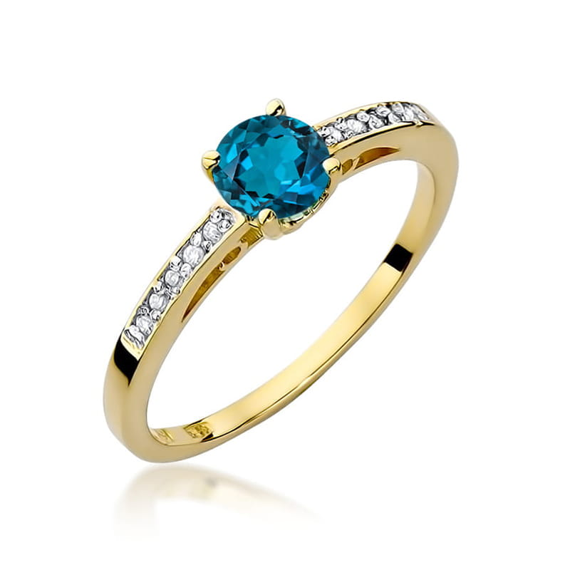 W066 Topaz London Modrý prsteň 0,50ct žlté zlato Au 585/1000 2