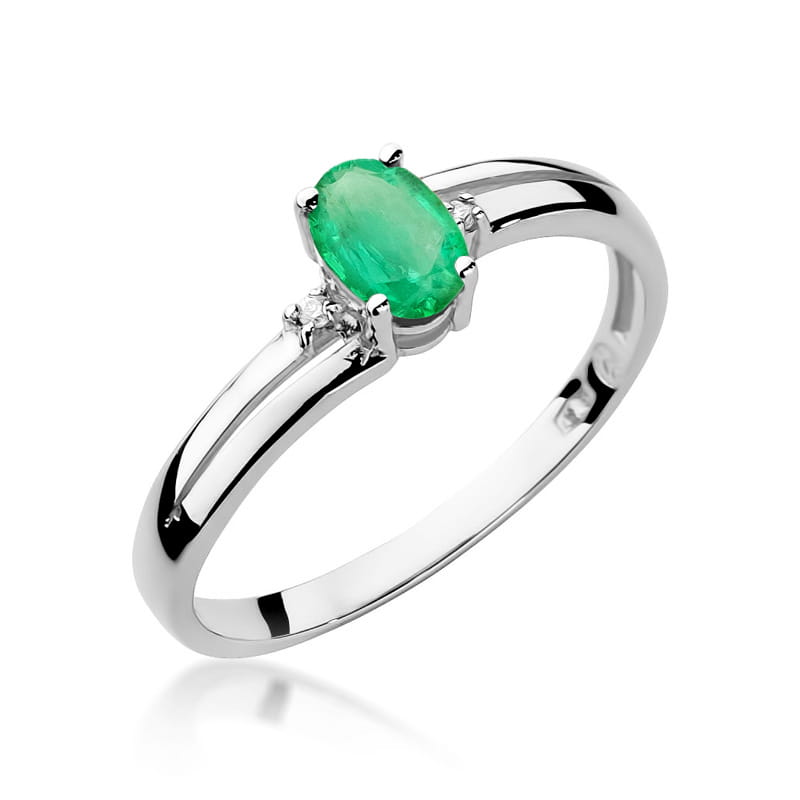 W068 Smaragdový prsteň 0,40ct biele zlato Au 585/1000 2