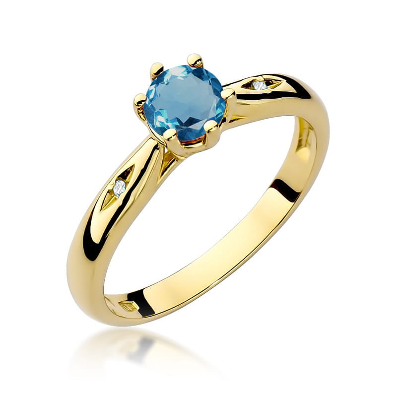 W074 Topaz London Modrý prsteň 0,50ct žlté zlato Au 585/1000 2