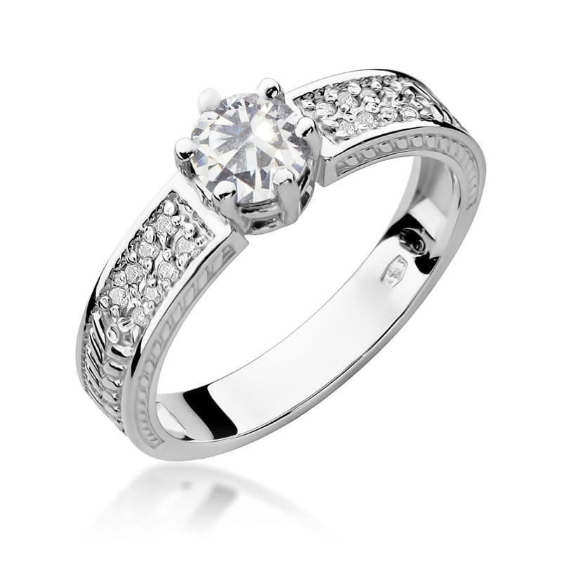 W075 prsteň White Sapphire 0.60ct biele zlato Au 585/1000 2