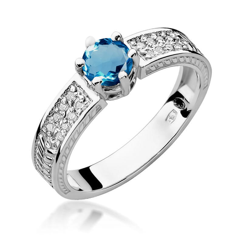 W075 Topaz London Modrý prsteň 0,50ct biele zlato Au 585/1000 2