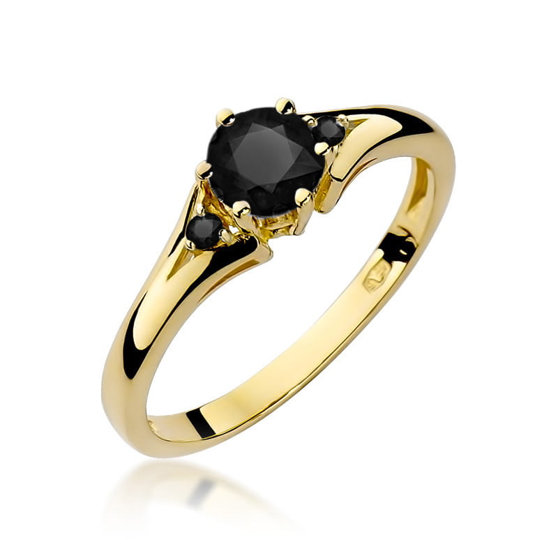 W076 Prsteň Black Diamond 0,50ct žlté zlato Au 585/1000 2