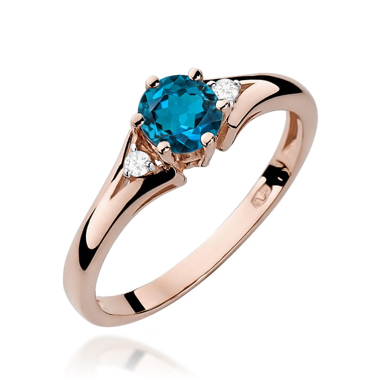 W076 Topaz London Modrý prsteň 0,50ct ružové zlato Au 585/1000 2
