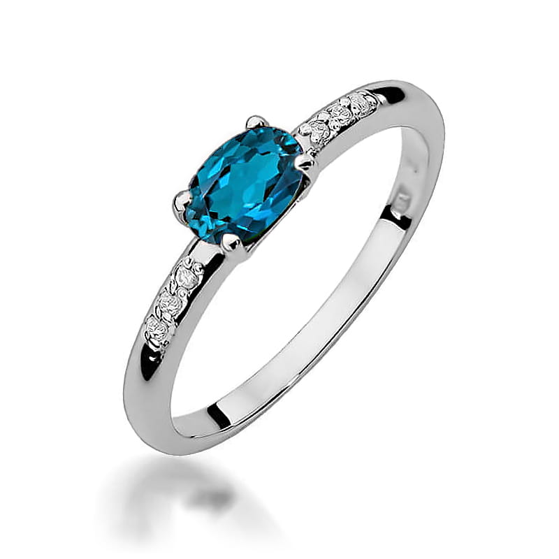 W077 Topaz London Modrý prsteň 0,50ct biele zlato Au 585/1000 2
