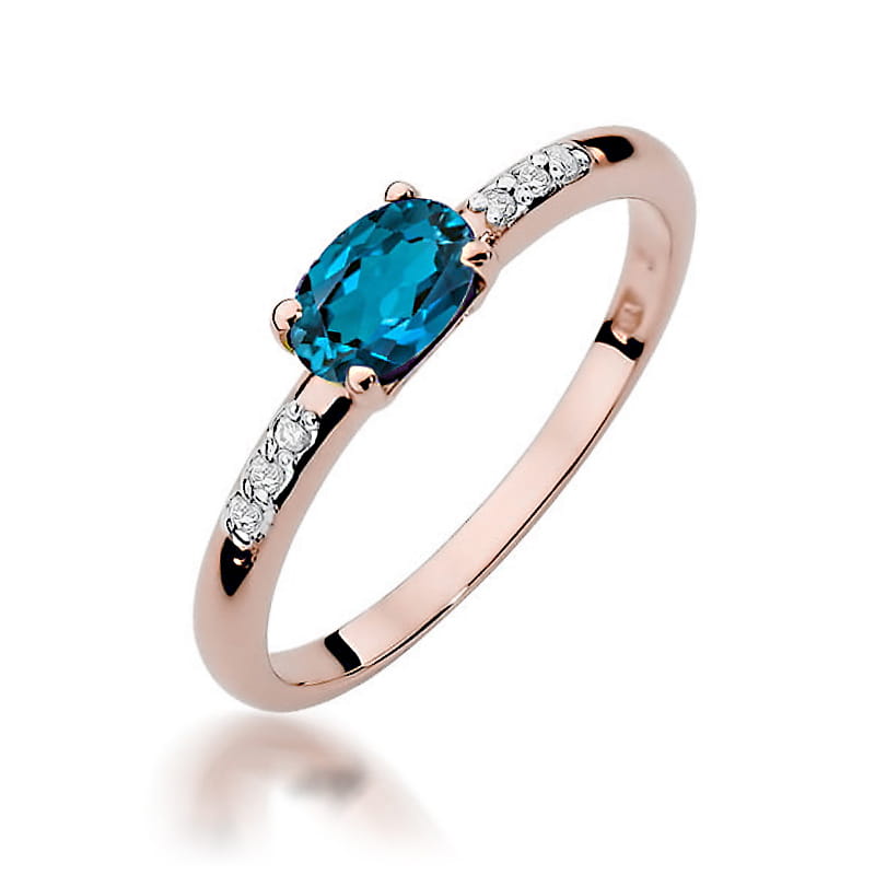 W077 Topaz London Modrý prsteň 0,50ct ružové zlato Au 585/1000 2
