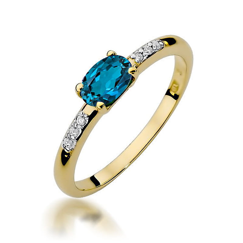 W077 Topaz London Modrý prsteň 0,50ct žlté zlato Au 585/1000 2