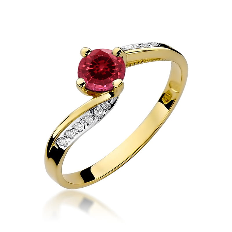 W084 Ruby prsteň 0,60ct žlté zlato Au 585/1000 2