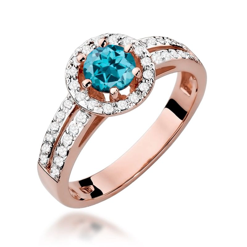 W087 Topaz London Modrý prsteň 0,50ct ružové zlato Au 585/1000 2