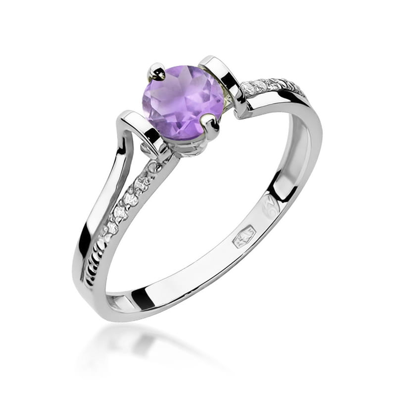 W102 Ametystový prsteň 0,50ct biele zlato Au 585/1000 2