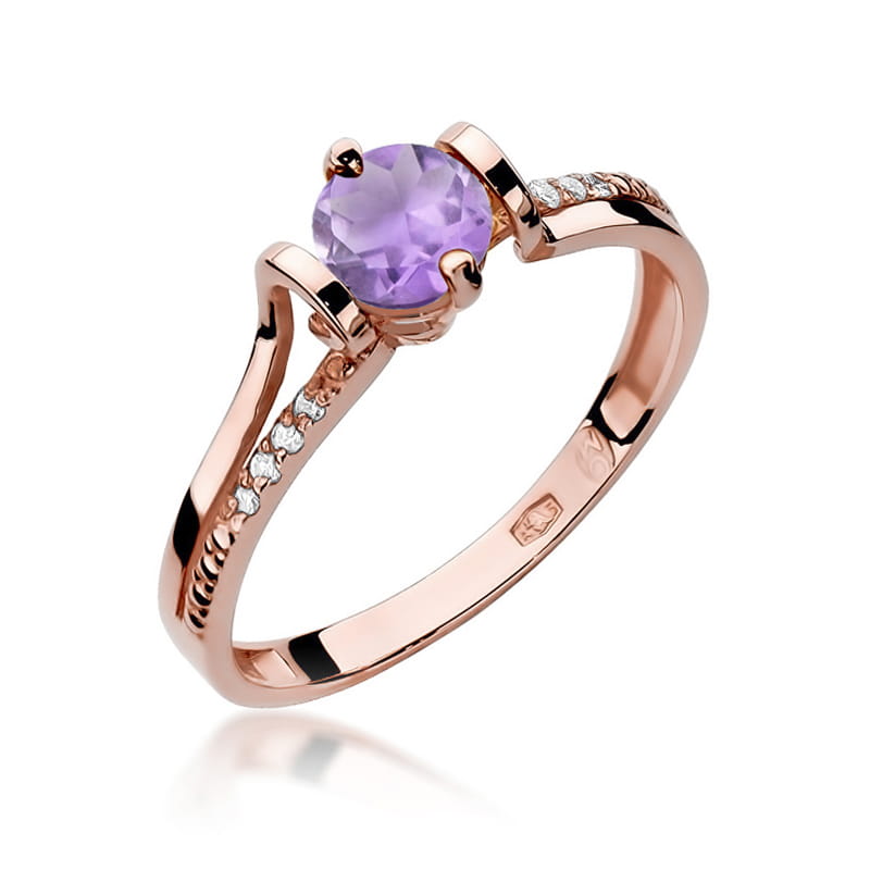 W102 Ametystový prsteň 0,50ct ružové zlato Au 585/1000 2