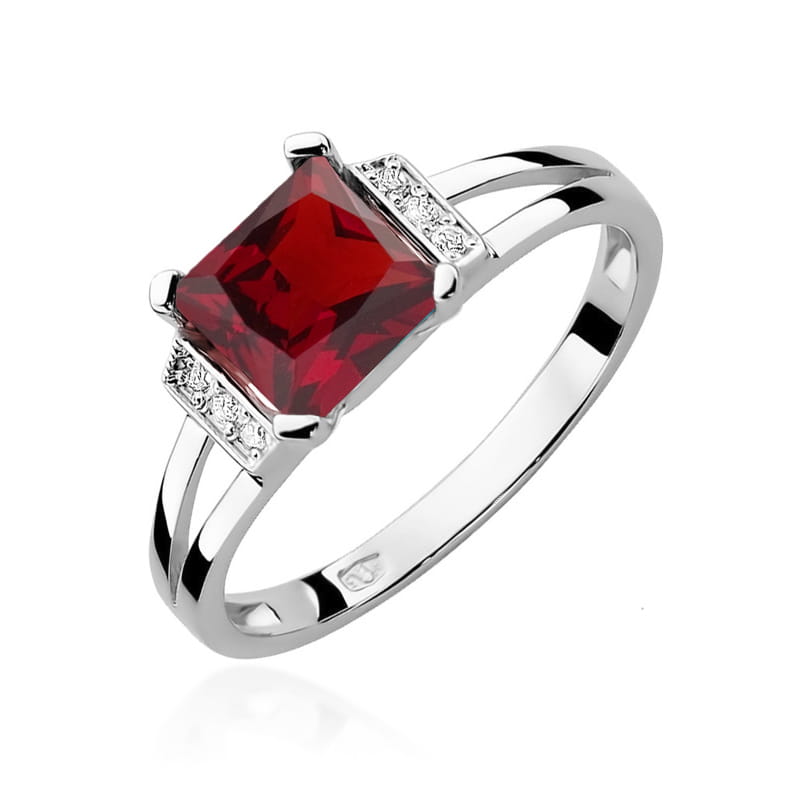 W103 Prsteň granát 1.30ct biele zlato Au 585/1000 2