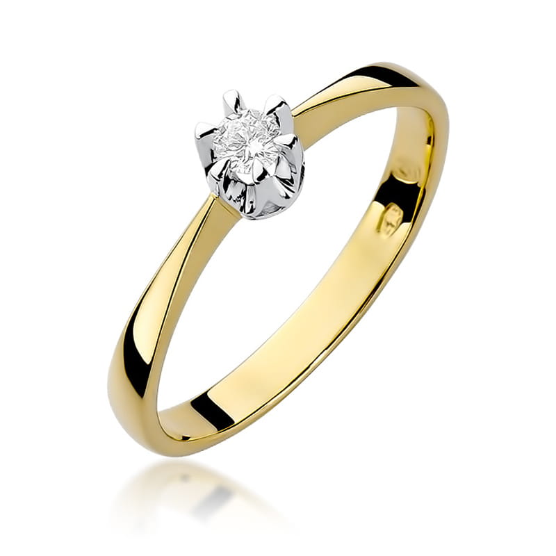 W111 Diamantový prsteň 0,12ct žlté zlato Au 585/1000 2