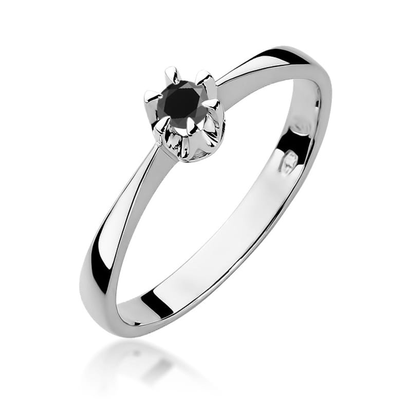 W111 Prsteň Black Diamond 0.12ct biele zlato Au 585/1000 2